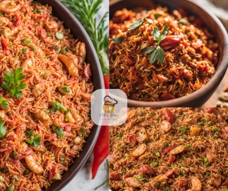 Delicious bowls of homemade jambalaya made with vibrant rice, vegetables, and meats, garnished with fresh herbs.